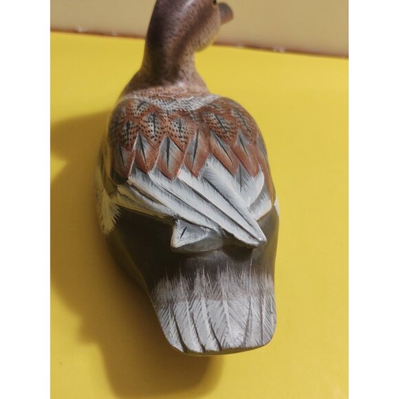 Pacific Rim Carvers Wooden Hand Carved & Painted Decrative  Duck 8 " x 3 1/4" - Picture 7 of 8